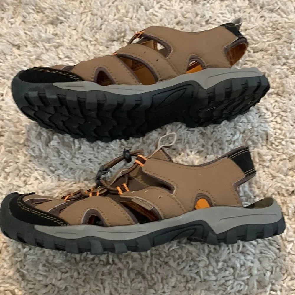 North side EUC brown/orange open back hiking shoes Size 5
